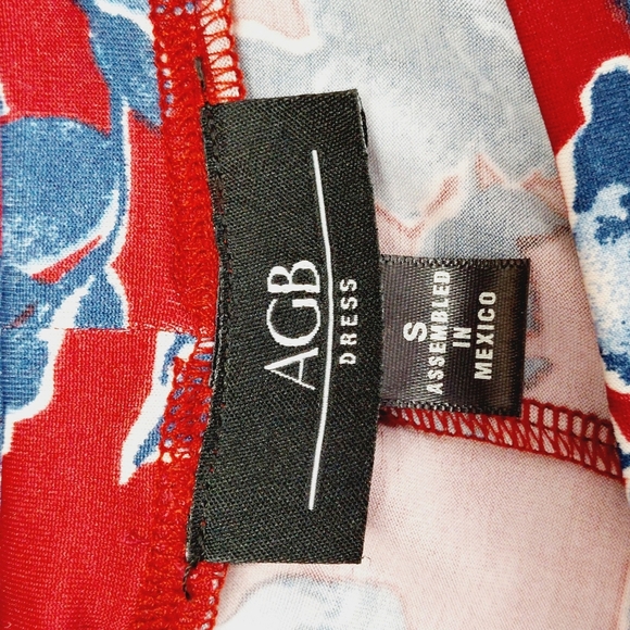 New AGB Crewneck Long Sleeve Red /Blue Floral Swing Dress P4252 - Picture 6 of 9